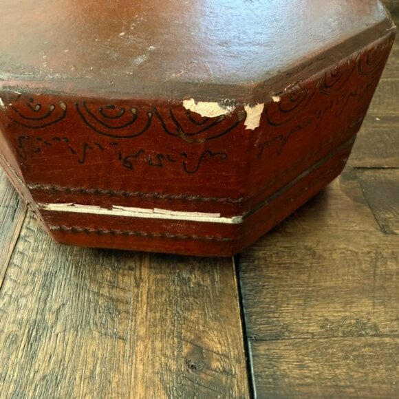 Chinese red lacquer box, antique, hand-painted children, calligraphy interior - Picture 4 of 5